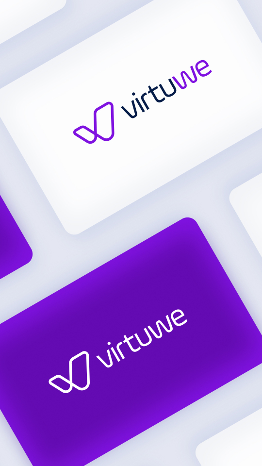 Imagem que mostra a marca da empresa Virtuwe, desenhado pela Ably